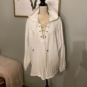 Aerie oversized lace up sweatshirt